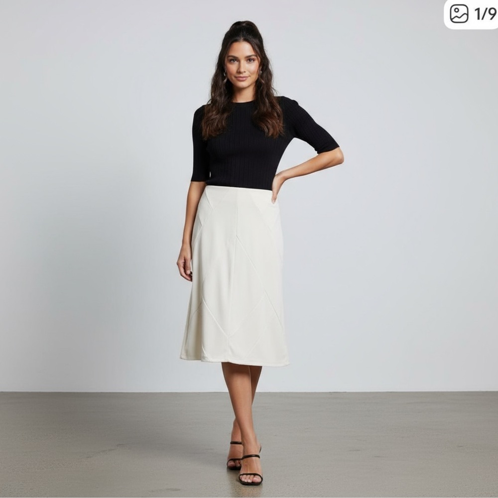 ➕Revamped Elegant Cream Skirt poly/spandex. Lacing up back Med